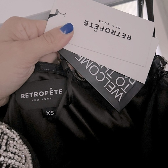 Retrofete Dixie Fringe Mini Dress Black Silver NEW with tags - Picture 5 of 8